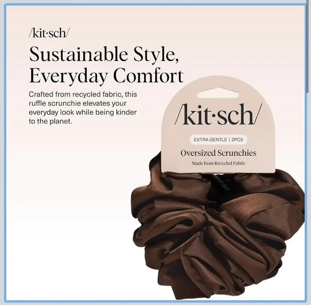 Kitsch Oversized Scrunchies Set of 4 2 Brown and 2 Blue Hair Ties